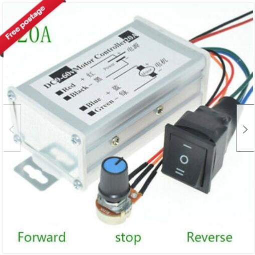 New Max 20A PWM DC Motor Stepless Variable Speed Switch Controller 12V 24V 60V